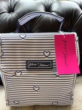 Betsey Johnson NWT Navy & White Striped Heart Lunch Bag Sailor Vibes